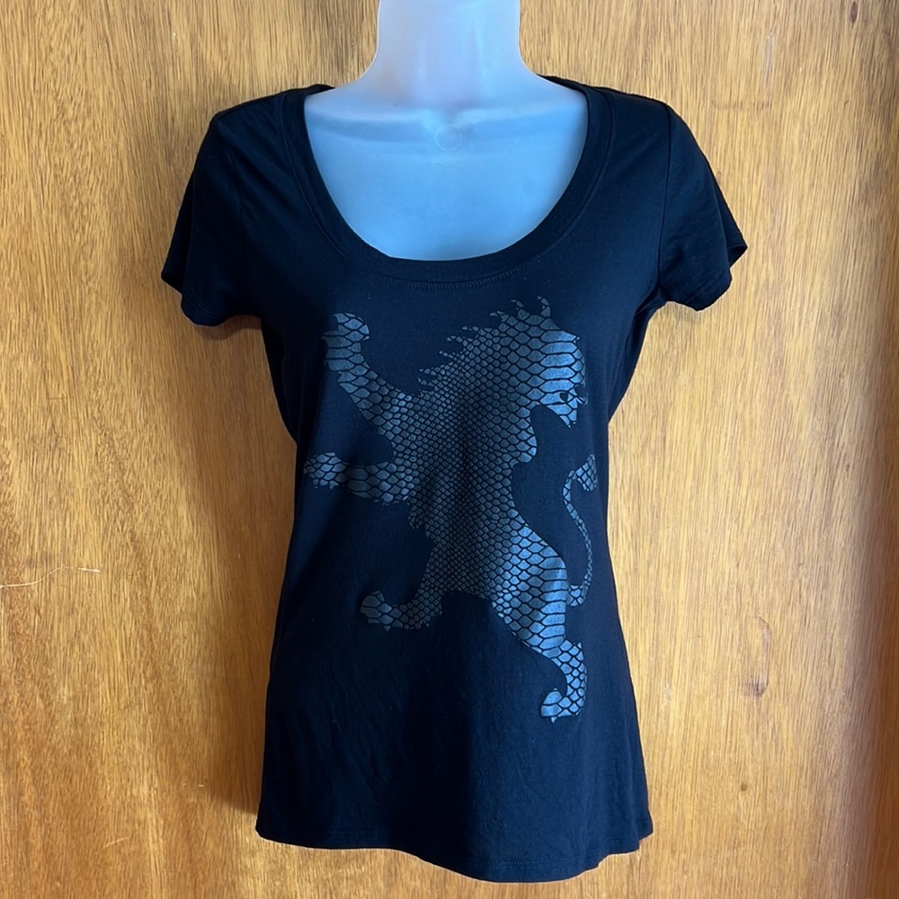 EXPRESS Black Graphic T-shirt Cap Sleeve sz XS